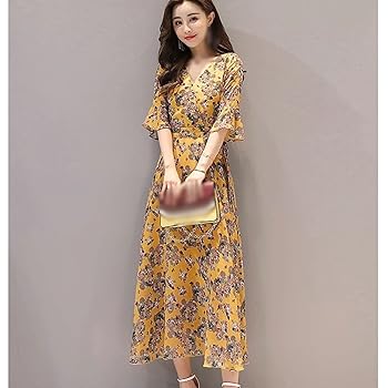 カフタンドレスワンピース　グラデーション　イエロー　ロングワンピース　体型カバー 追加》ASA/C KAFTAN DRESS：ワンピース（ワンピース）｜CITYSHOP